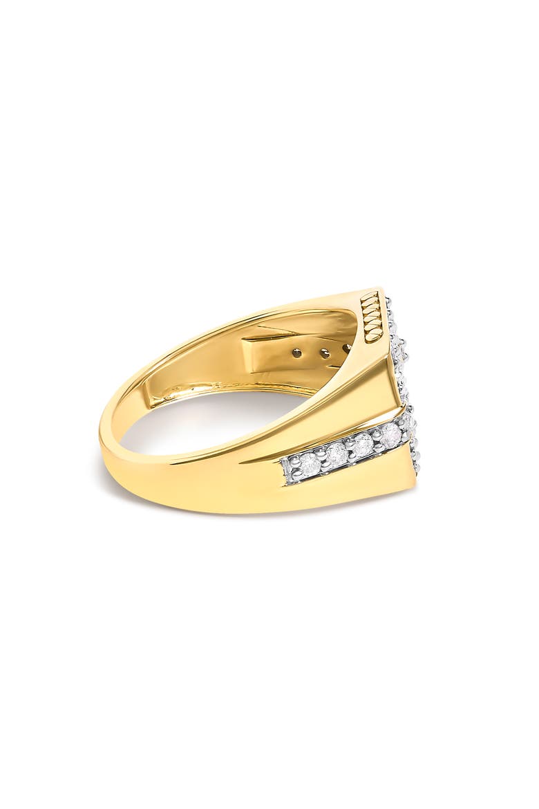 Men's 14K Yellow Gold Plated Sterling Silver 1.0 Cttw Diamond Geometric Band Ring, Alternate, color, Yellow Gold over Silver