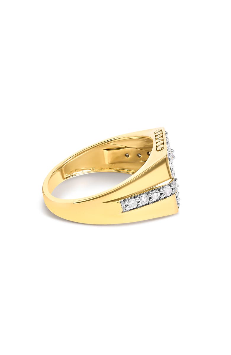 Haus of Brilliance Men's 14K Yellow Gold Plated Sterling Silver 1.0 Cttw Diamond Geometric Band Ring, Alternate, color, Yellow Gold Over Silver