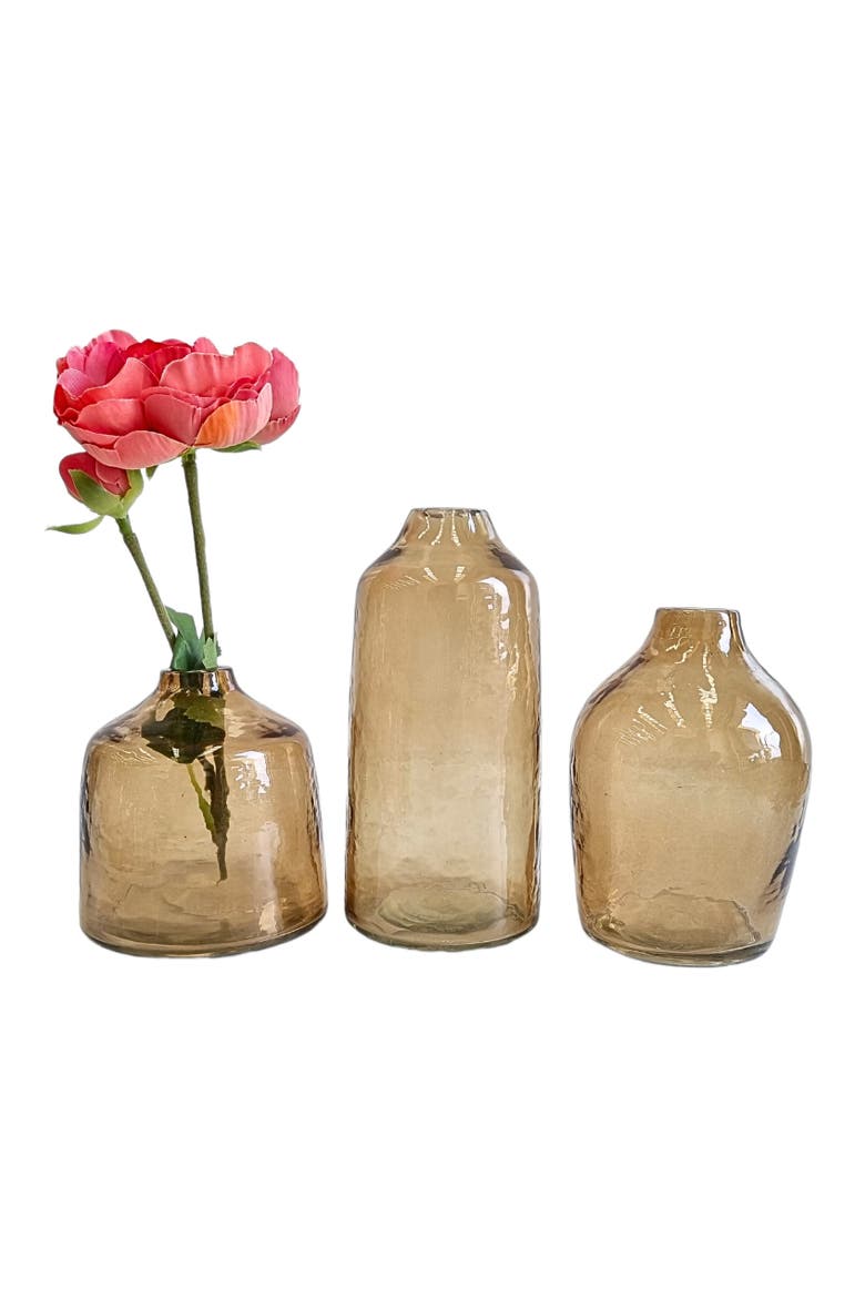 Hammered Glass Bud Vases - Set of 3, Main, color, Grey