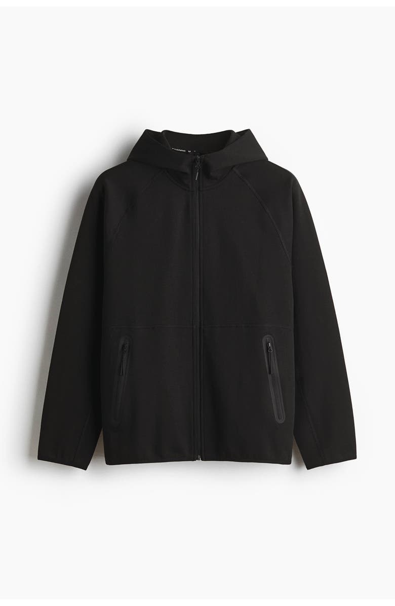 H&M Sports Zip-through Hoodie With Drymove, Main, color, Black