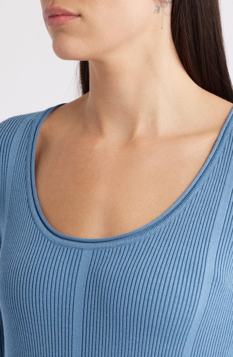 Elie Tahari The Skye Long Sleeve A-Line Dress, Alternate, color, Castle Blue