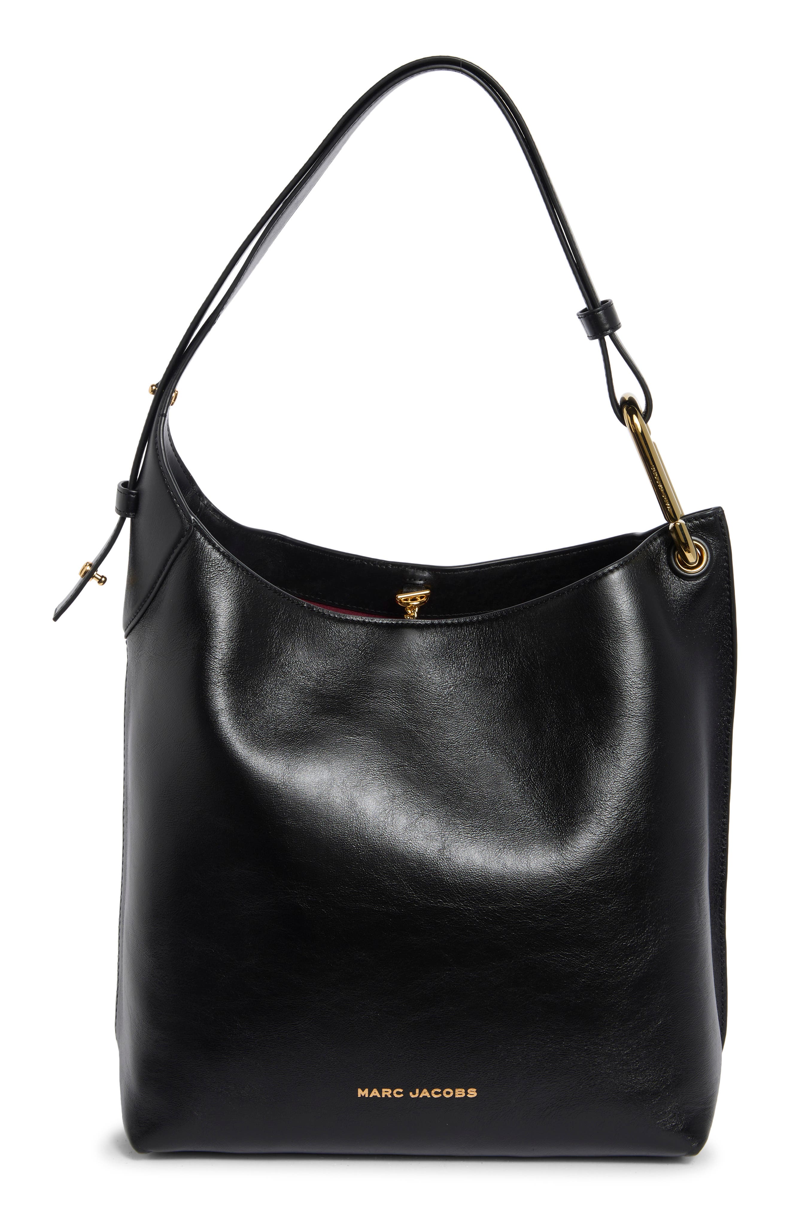 The Juliette Leather Bucket Bag, Main, color, BLACK