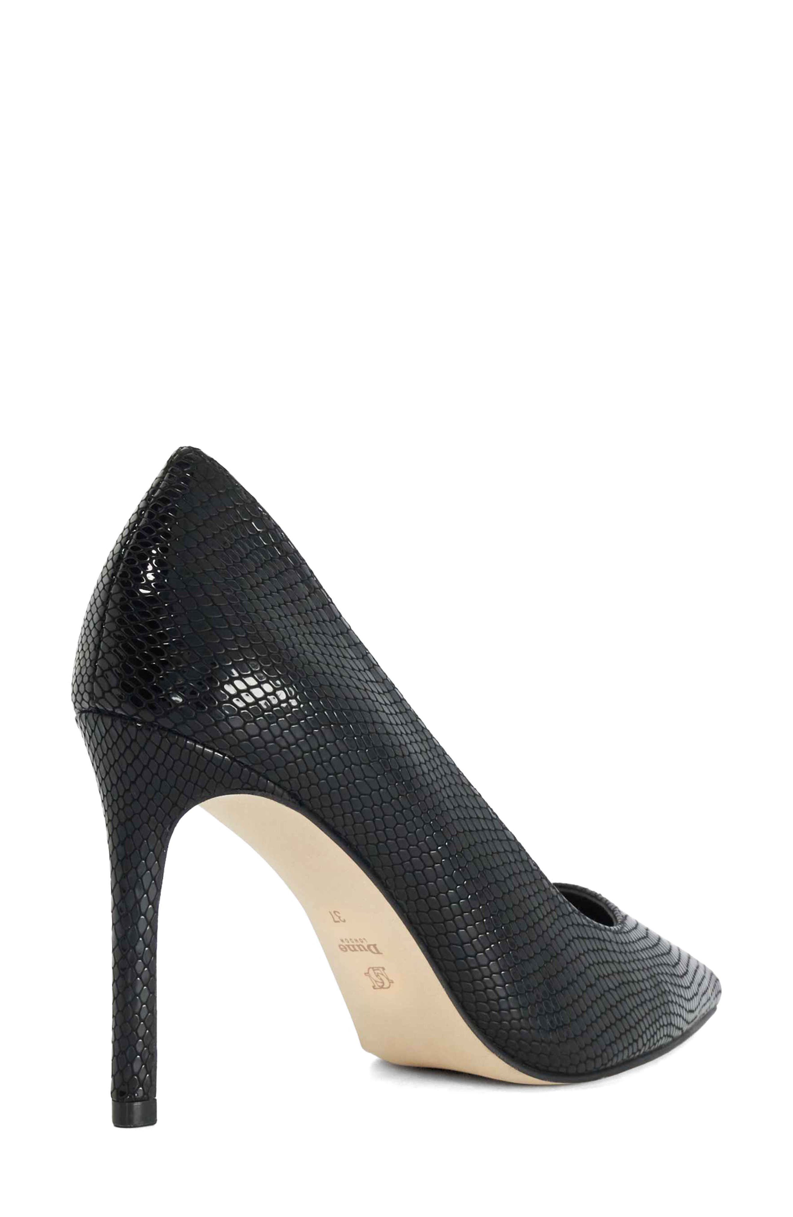 Brinlee Croc Embossed Leather Pump, Alternate, color, BLACK