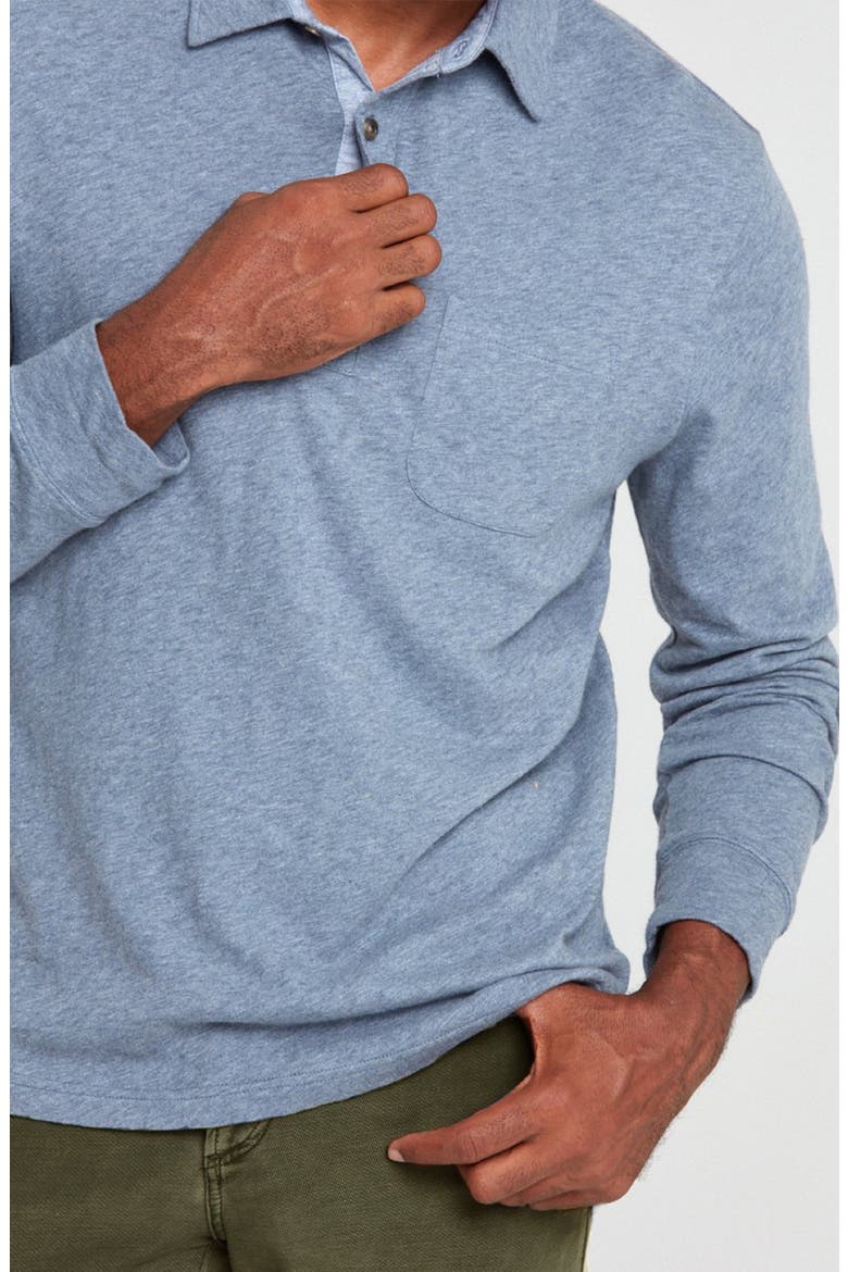 Luxe Long Sleeve Polo, Alternate, color, FLINT HEATHER