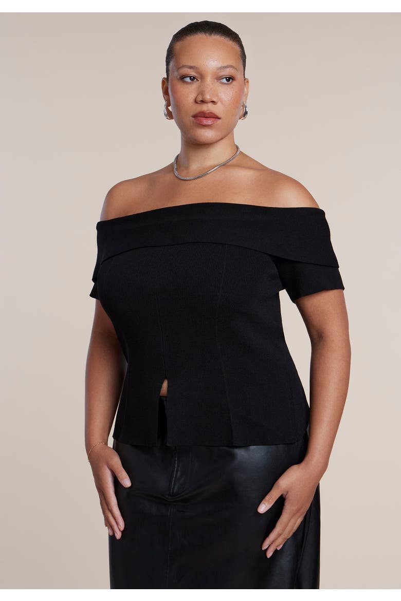 Off The Shoulder Short Sleeve Sweater, Main, color, BLACK ONYX