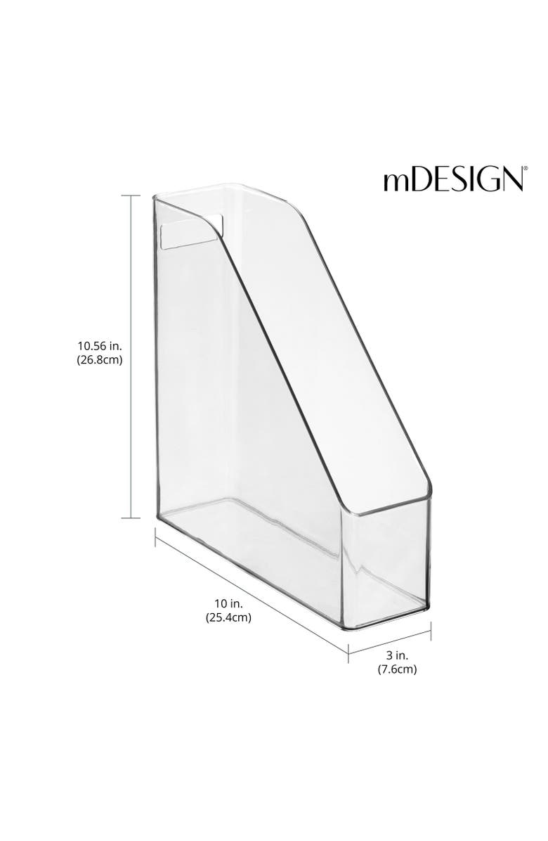 mDesign Plastic Slim File Folder Storage Organizer, Handle, 4 Pack, Alternate, color, Clear