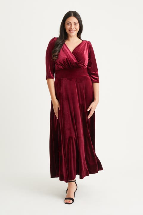 Verity Velvet 3/4 Sleeve Maxi Dress