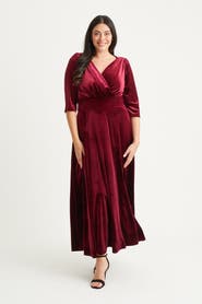 Scarlett & Jo Verity Velvet 3/4 Sleeve Maxi Dress