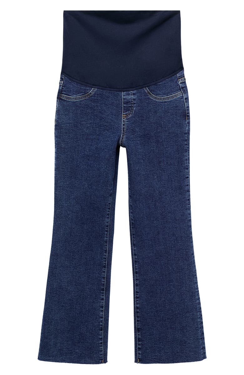 MANGO Over the Bump Raw Hem Straight Leg Maternity Jeans, Alternate, color, Open Blue