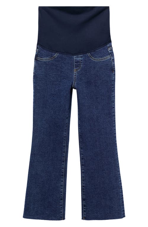 Mango Over The Bump Raw Hem Straight Leg Maternity Jeans In Blue