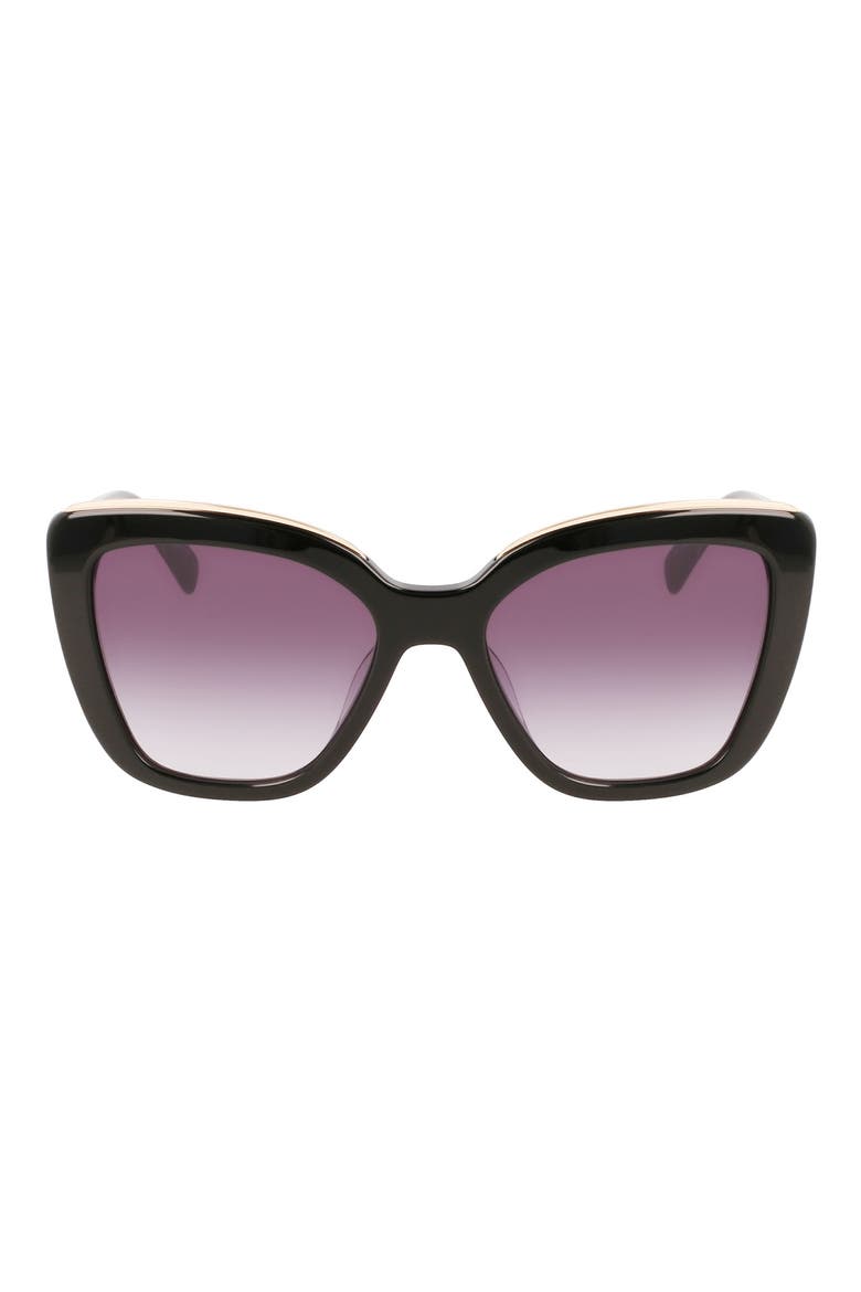 Roseau 53mm Gradient Rectangle Sunglasses, Main, color, BLACK