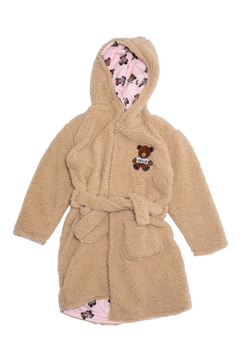 Kids' Reversible Teddy Hooded Robe, Main, color, IRISH CREAM
