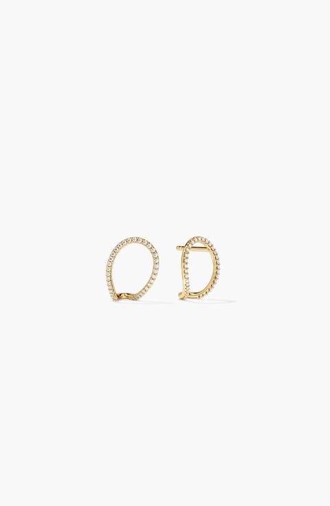Interconnected Loop Pavé Diamond Stud Earrings