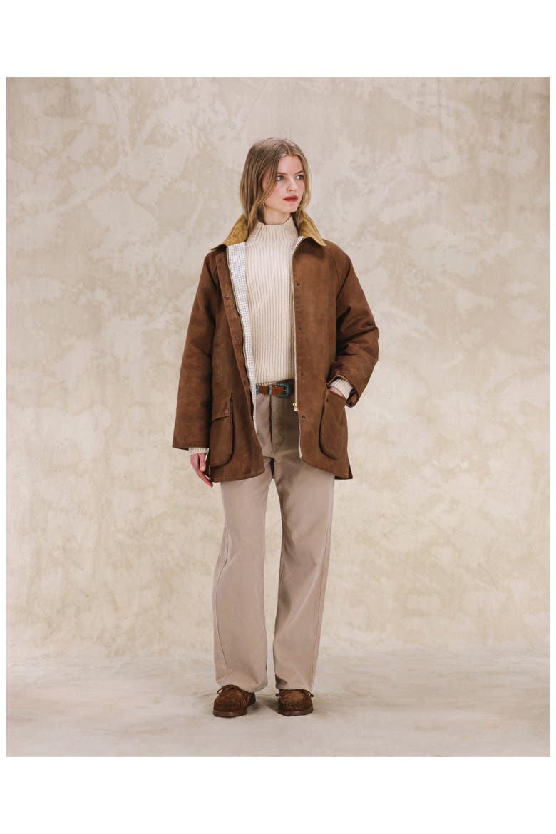 WFloriane Waxed Cotton Jacket, Alternate, color, Brown
