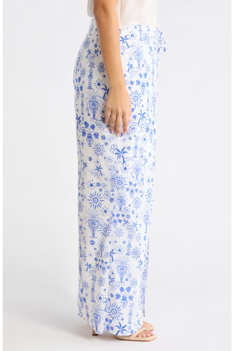 Azul Tropics Nature High Waist Wrap Pants, Alternate, color, BLUES-WHITE