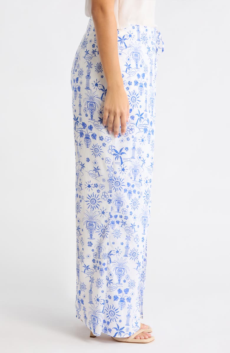 SUGARLIPS Azul Tropics Nature High Waist Wrap Pants, Alternate, color, Blues-White