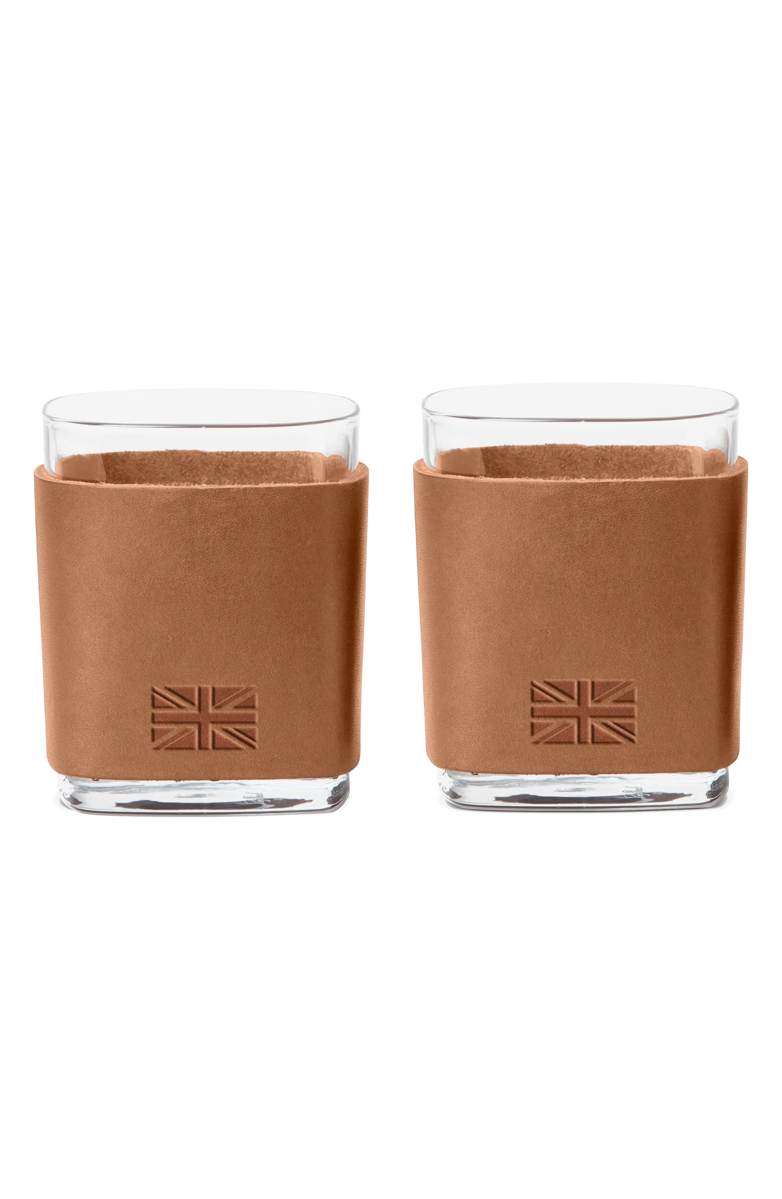 Set of 2 Leather Wrapped Glasses