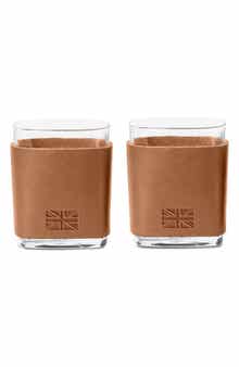 Set of 2 Leather Wrapped Glasses