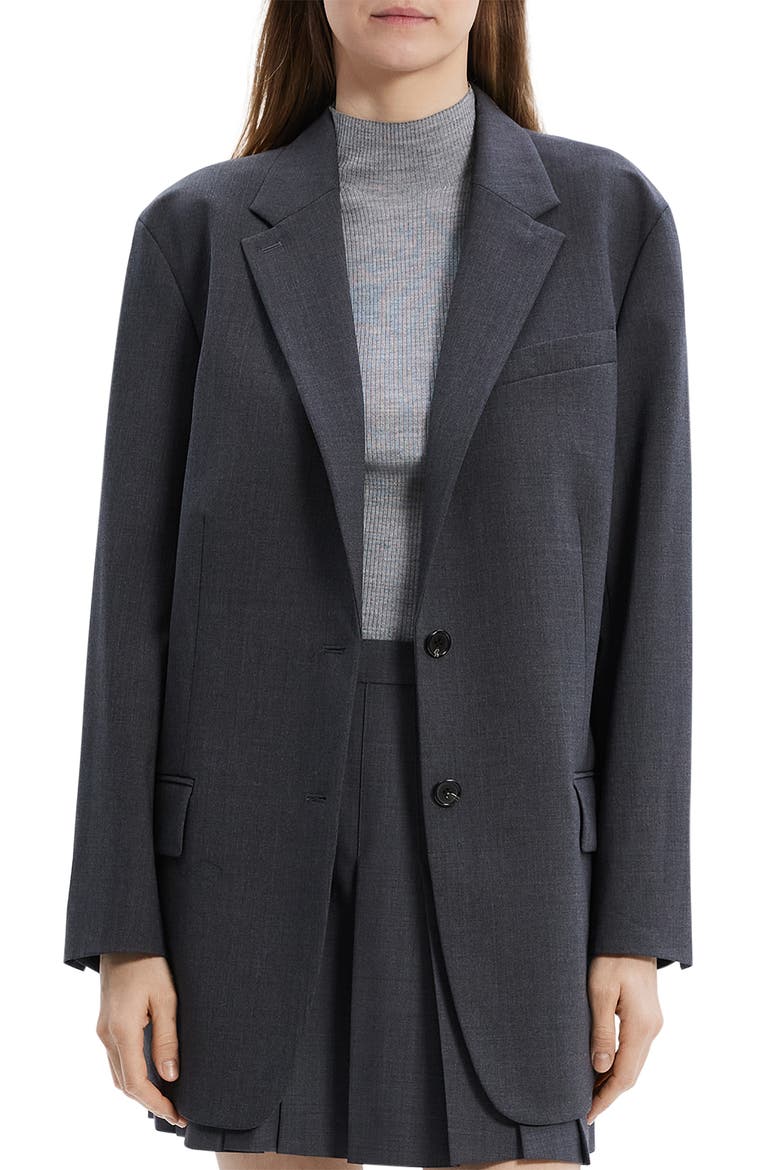 Stretch Wool Blend Blazer, Main, color, CHARCOAL MELANGE