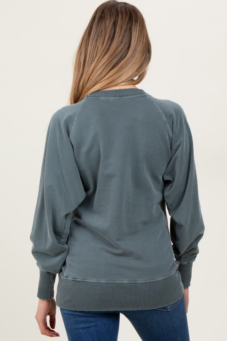 Vintage Wash French Terry Pullover, Alternate, color, Light Olive