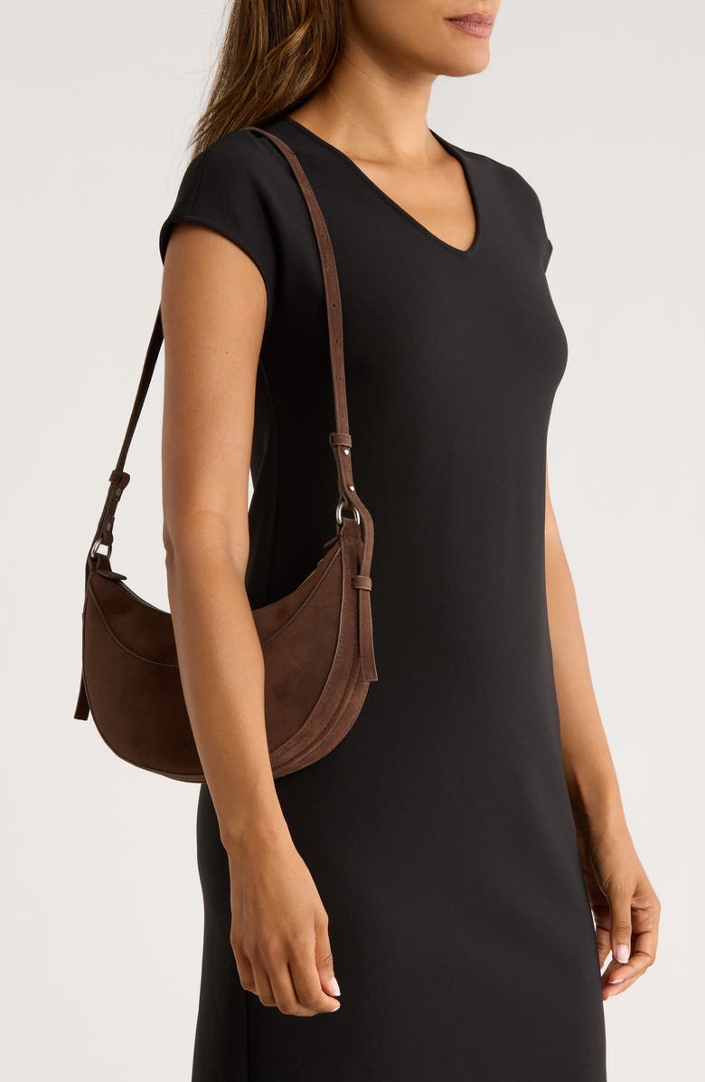 BCBG Convertible Crescent Shoulder Bag, Alternate, color, Chocolate