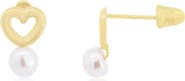 The Lovery Fine Jewelry Baby Pearl Heart Screw Back Stud Earrings
