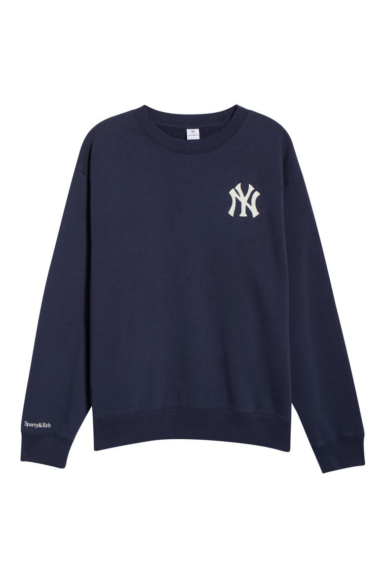 Gender Inclusive Heritage Yankees Serif Fleece Sweatshirt, Main, color, DARK NAVY