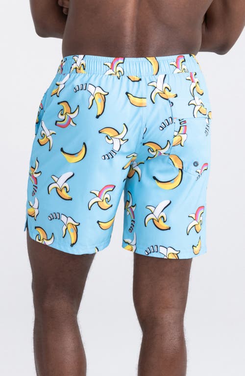 Saxx 7-inch Oh Buoy Volley Swim Shorts In Rainbow Bananas- Azure