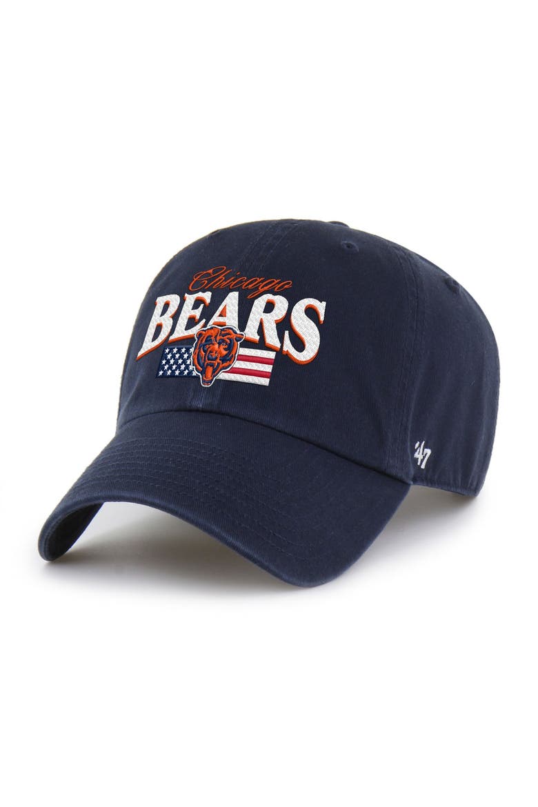 Men's '47 Navy Chicago Bears American Flag Clean Up Adjustable Hat, Main, color, Navy