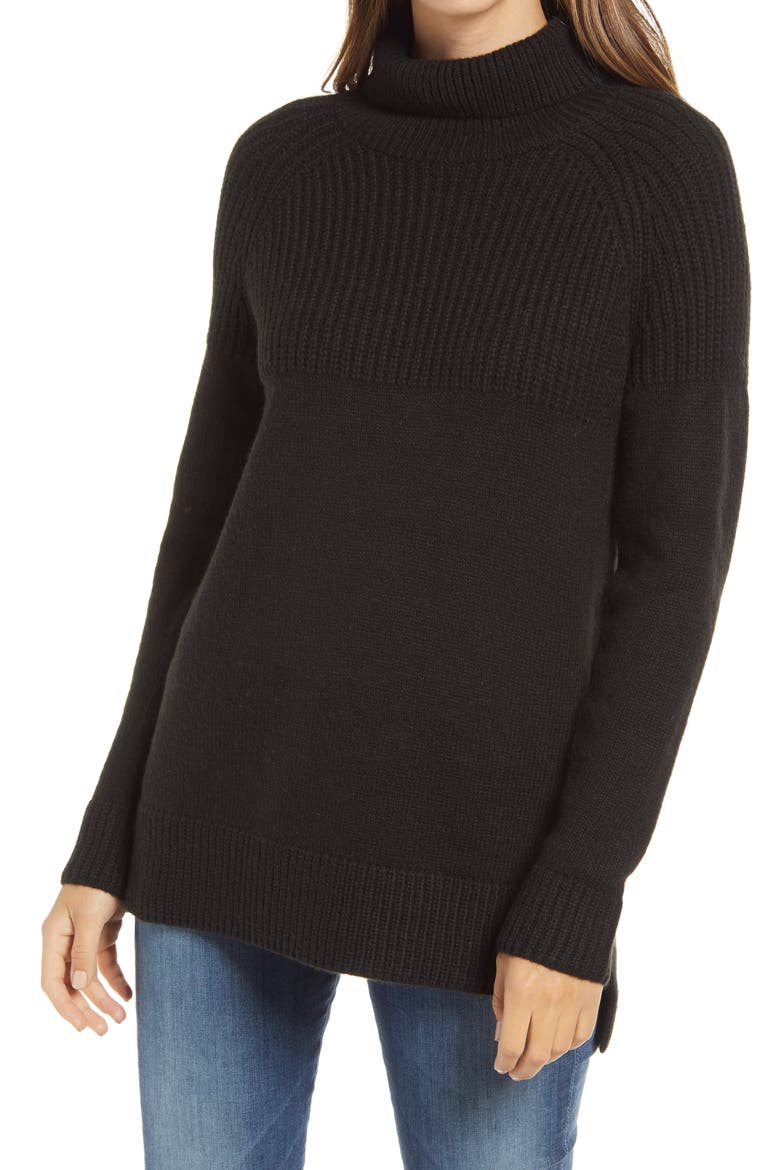 Tunic Sweater, Main, color, BLACK