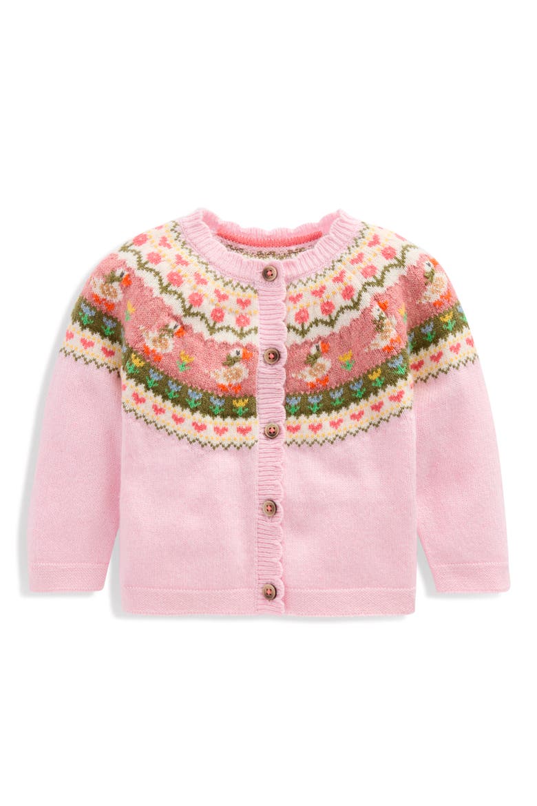 Fair Isle Cardigan, Main, color, CHALK PINK GEESE FAIR ISLE