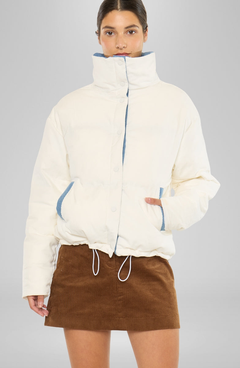 KanCan Yerba Relaxed Puffer Jacket, Alternate, color, White / Blue