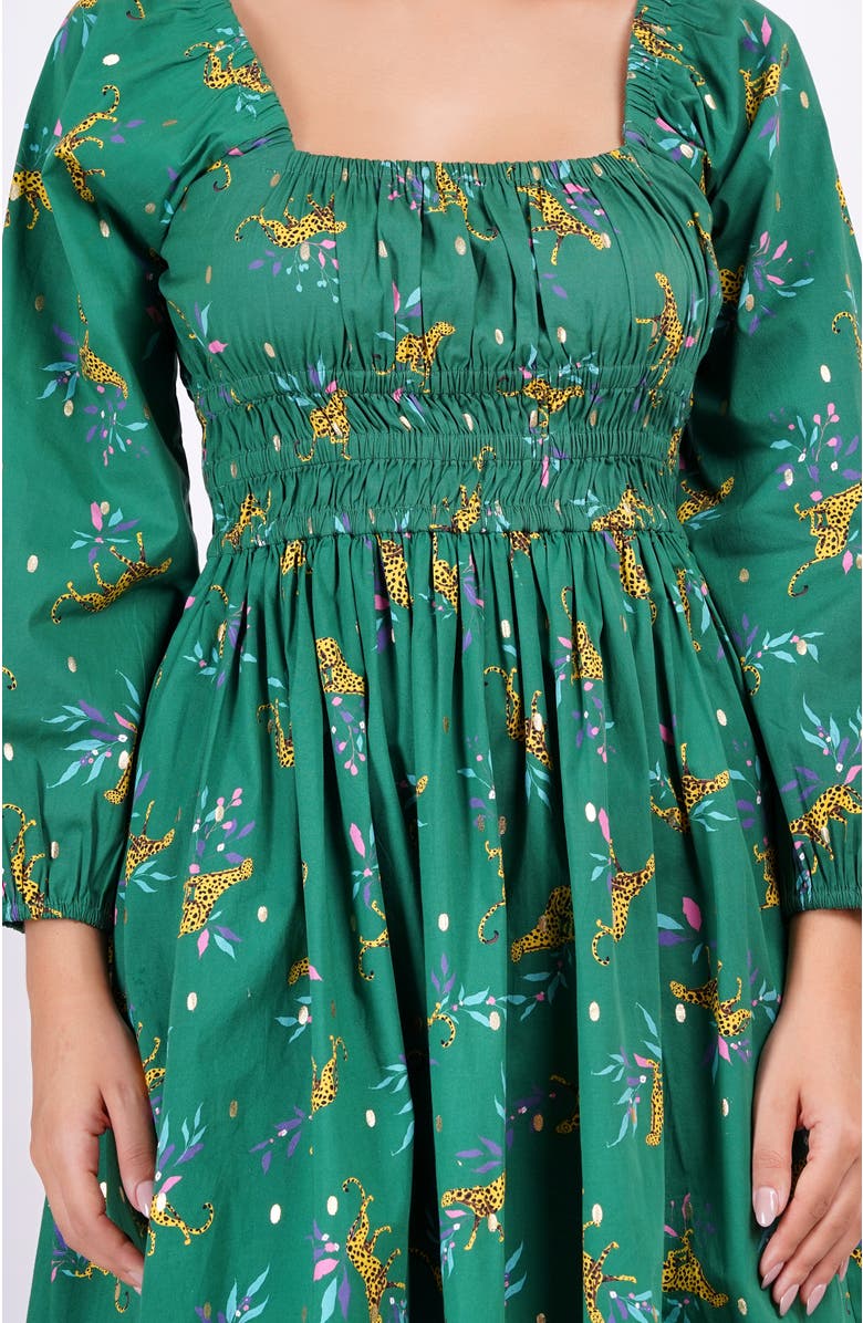 Leota Genevieve Square Neck Mini Dress, Alternate, color, Lucky Cheetah Verdant Green