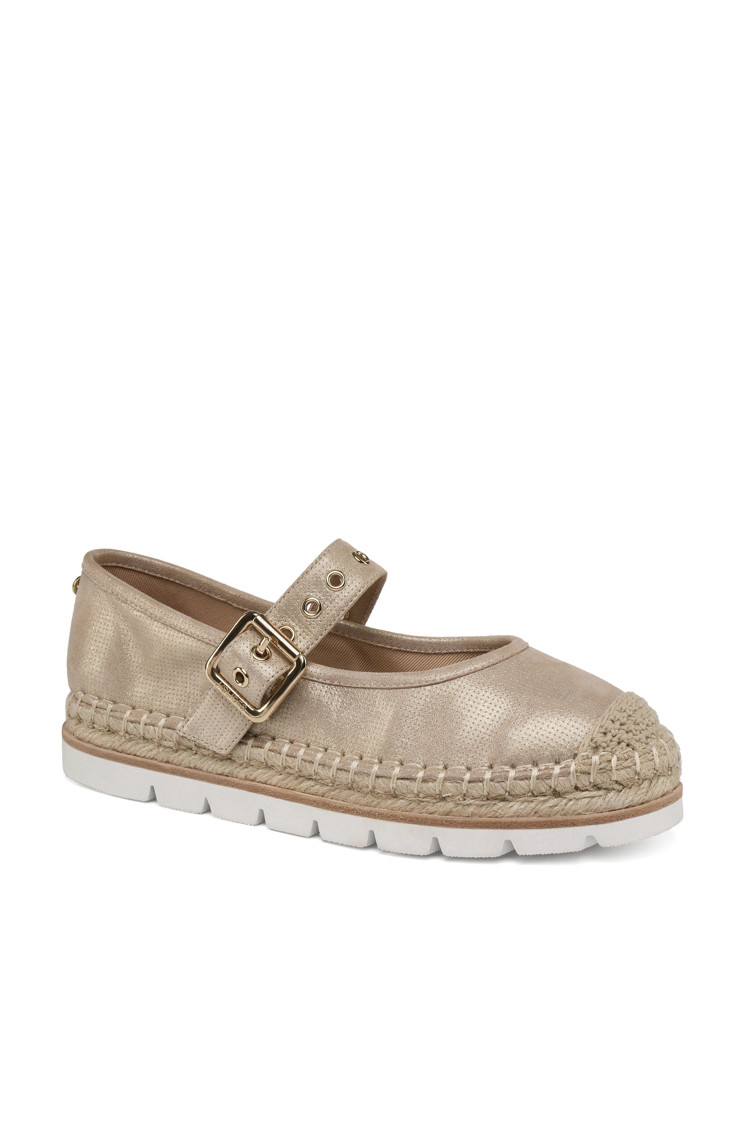 JSlides Footwear Beatrice Leather Espadrille, Main, color, Gold