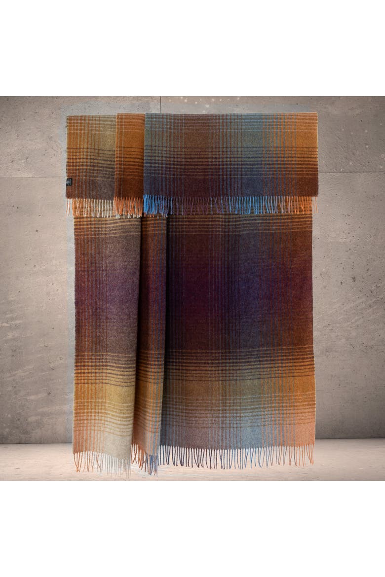 Highland Tweeds Shetland Lambswool Ombre Throw, Alternate, color, Burgundy