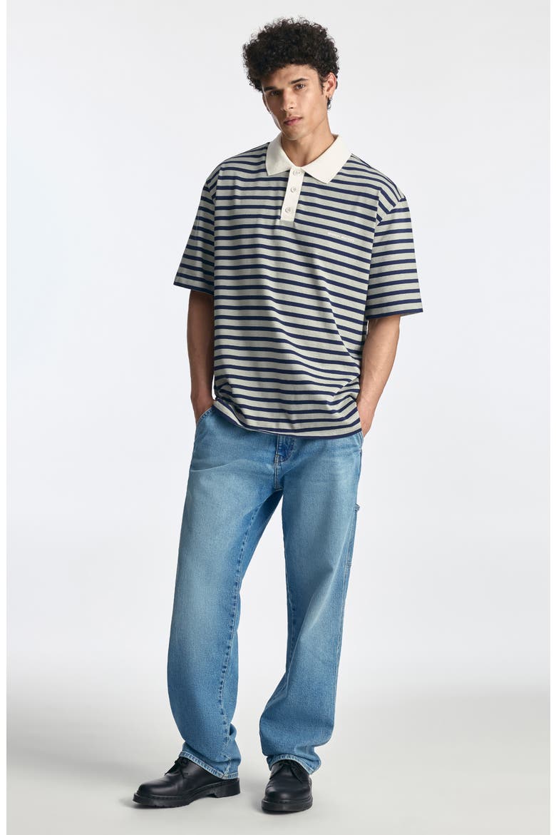 Stripe Polo, Alternate, color, NAVY STRIPE