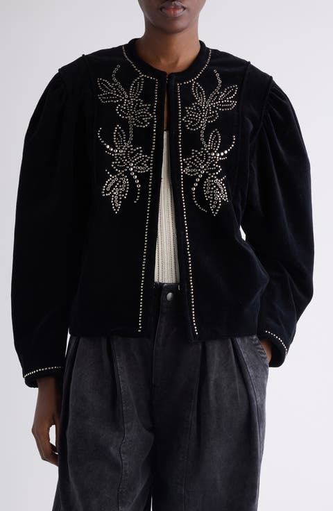 Pietra Floral Stud Velveteen Jacket