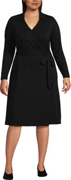 Lands' End Cotton Modal Collared Wrap Dress