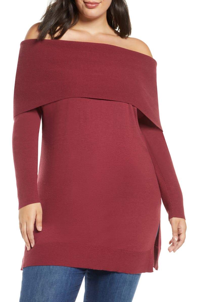 Caslon<sup>®</sup> Cowl Neck Tunic Sweater, Main, color,