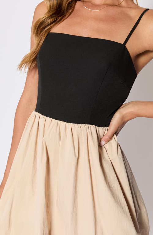 Vici Collection Colette Mixed Media Bubble Hem Minidress In Black