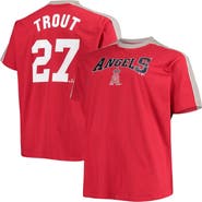 PROFILE Men's Mike Trout Red/Silver Los Angeles Angels Big & Tall Fashion Piping Player T-Shirt