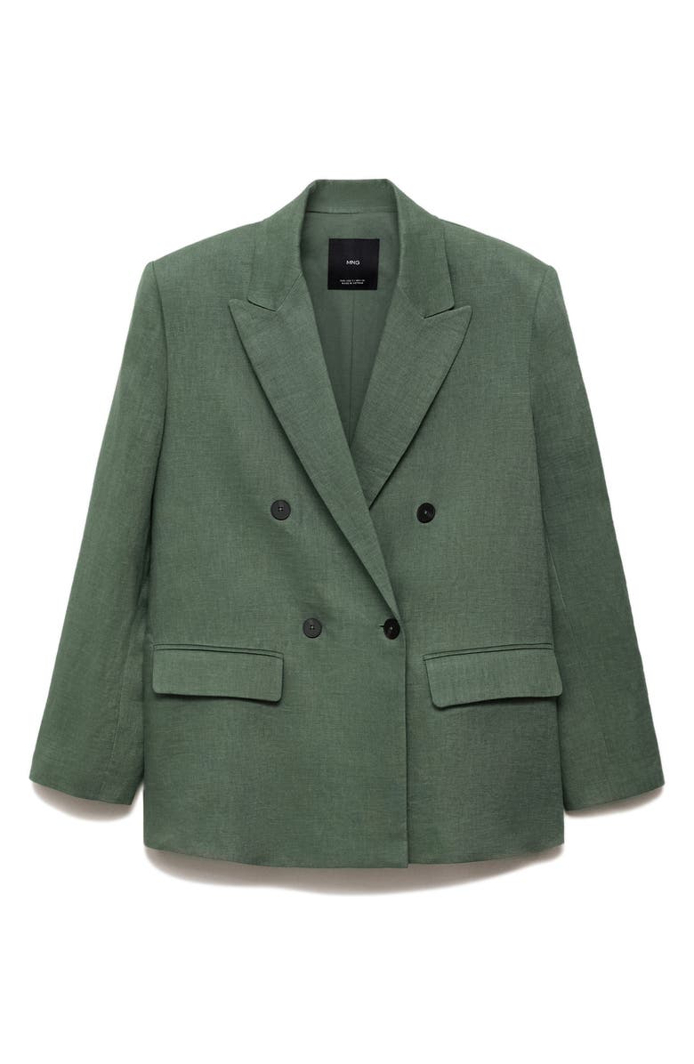 MANGO Double Breasted Linen Blazer, Alternate, color, 