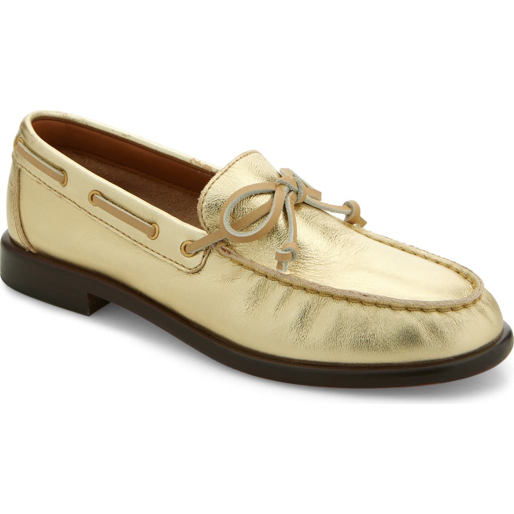 Rag & Bone Carter Metallic Boat Loafers In Gold Leather