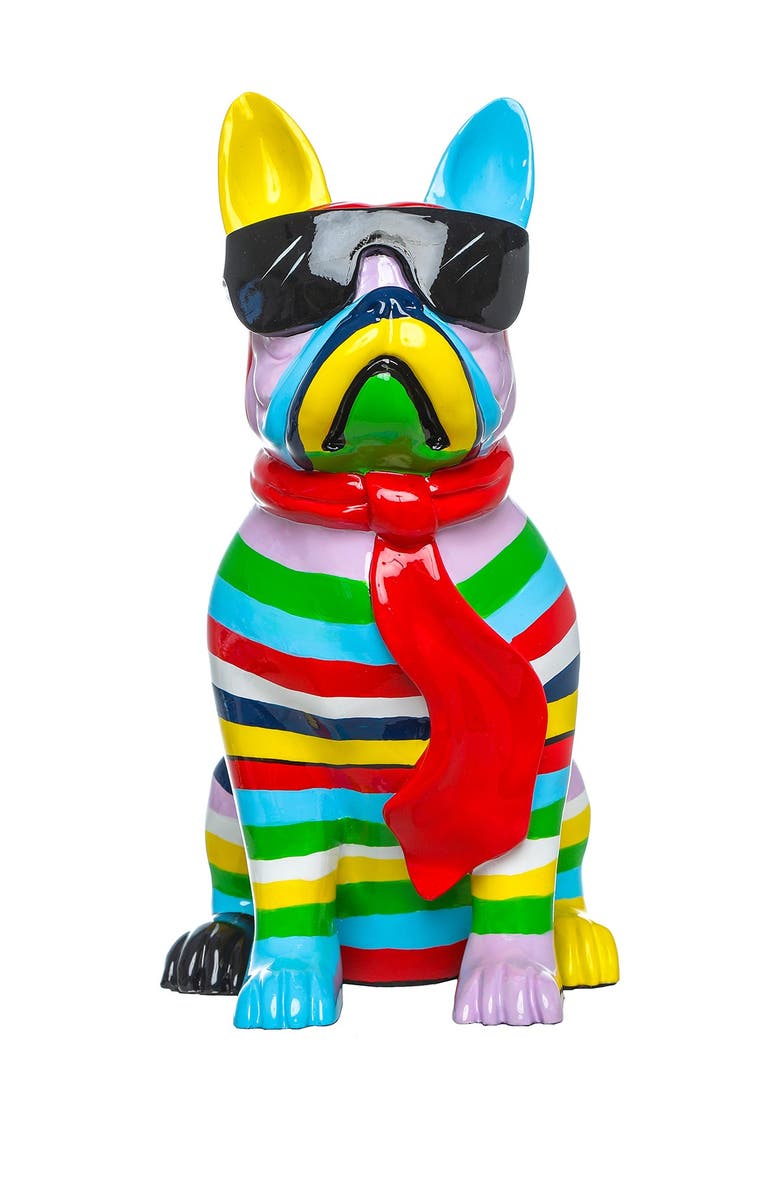 INTERIOR ILLUSIONS Stripe Dog with Black Glasses, Main, color, Multi-Color
