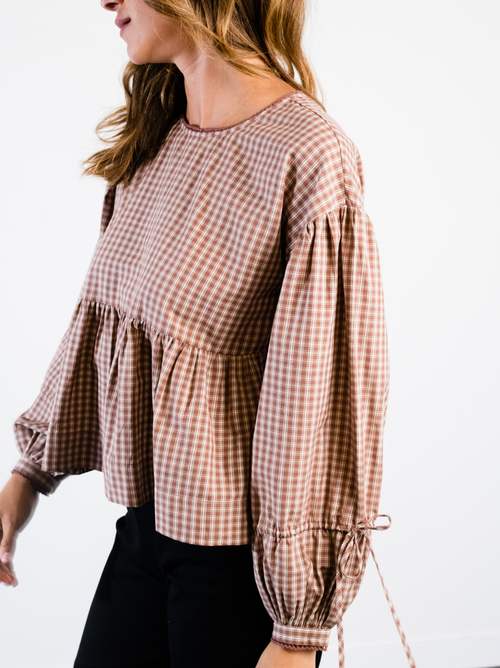Able Skylar Swing Top In Nutmeg/almond Gingham