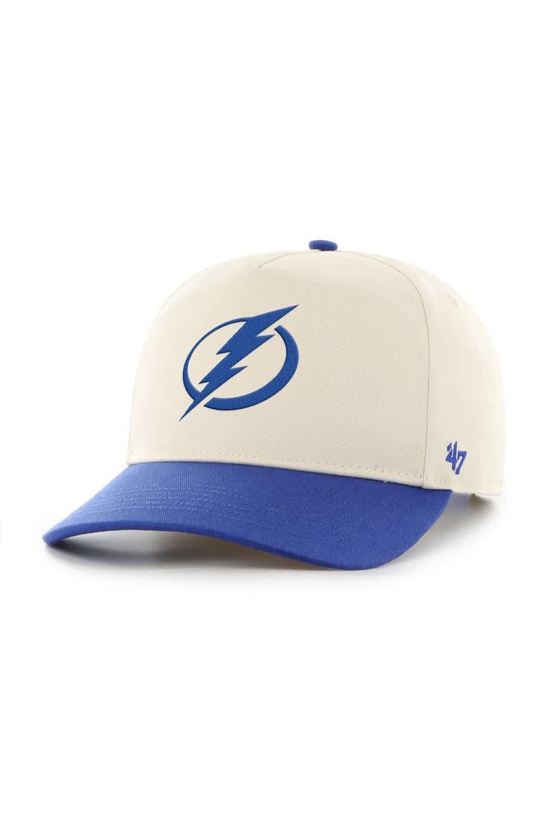 Men's '47 Cream/Blue Tampa Bay Lightning Logo Hitch Adjustable Hat, Main, color, Cream