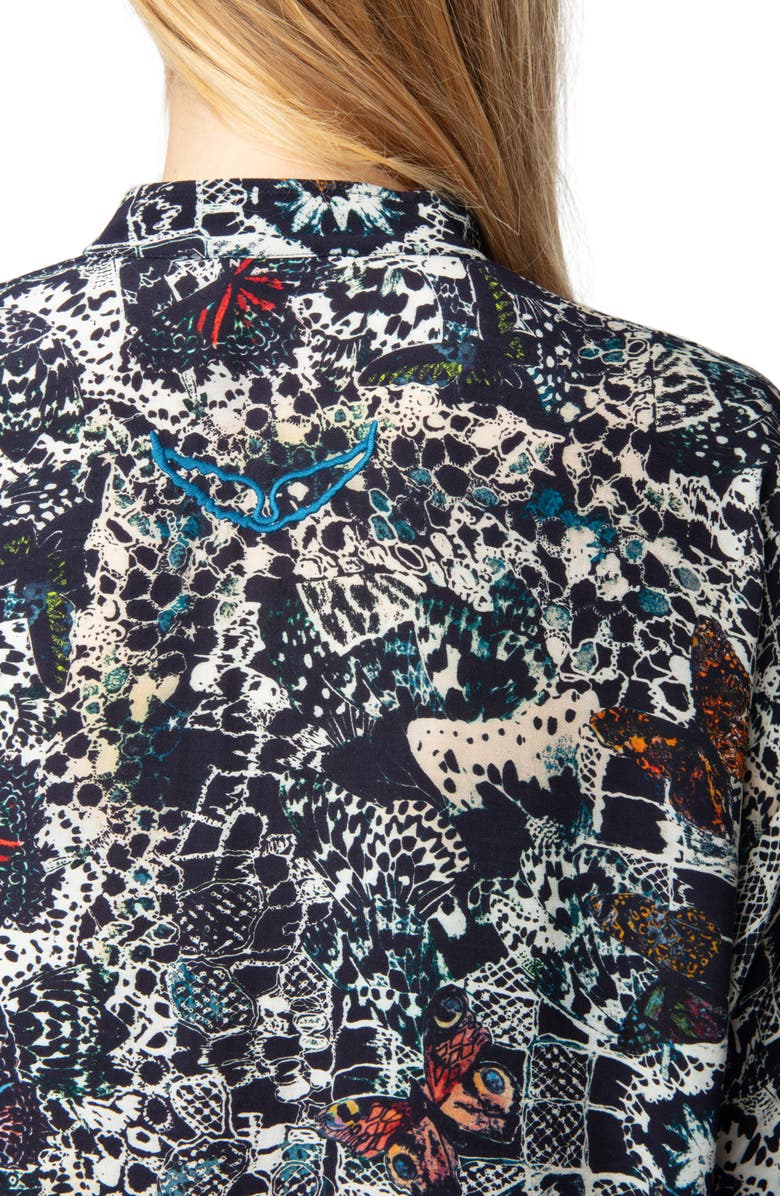 Zadig & Voltaire Truett Soft Butterflies Button-Up Shirt, Alternate, color, 