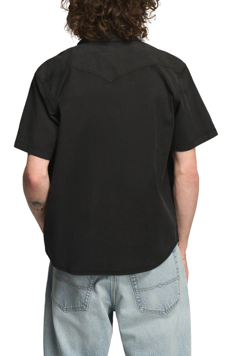 Lucky Brand Short Sleeve Stretch Twill Snap-Up Western Shirt, Alternate, color, Phantom