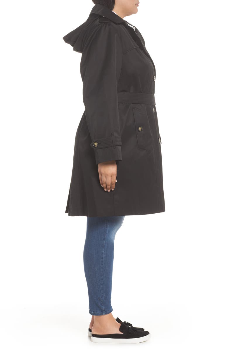 London Fog Hooded Double Breasted Trench Coat, Alternate, color,