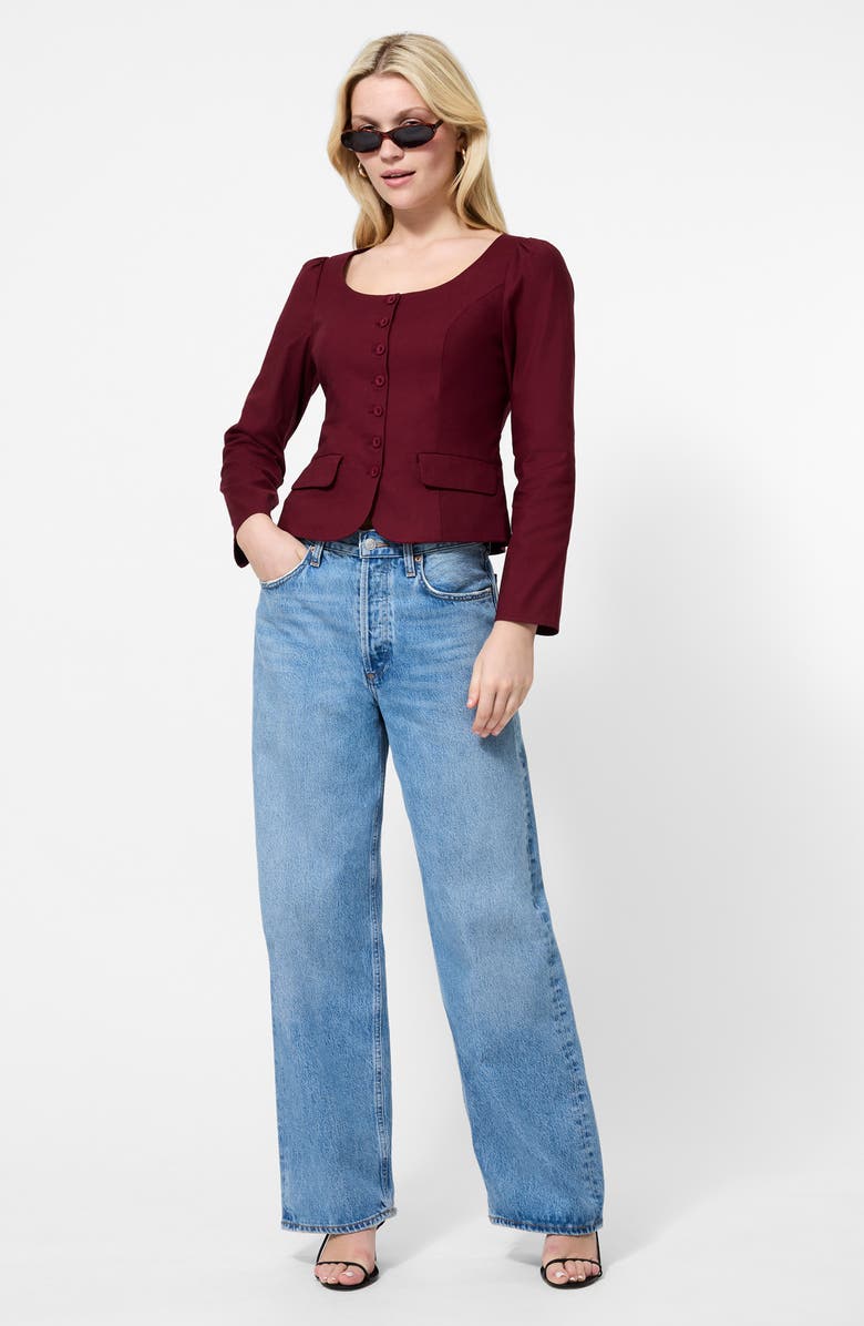 French Connection Inga 2-Pocket Button-Up Shirt, Alternate, color, Cabernet